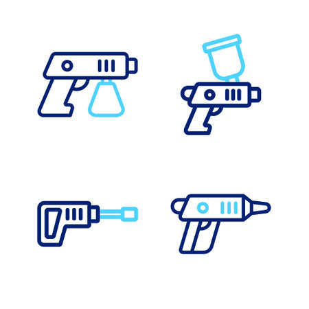 Set line Electric cordless screwdriver, Rotary hammer drill machine, Paint spray gun and icon. Vectorのイラスト素材