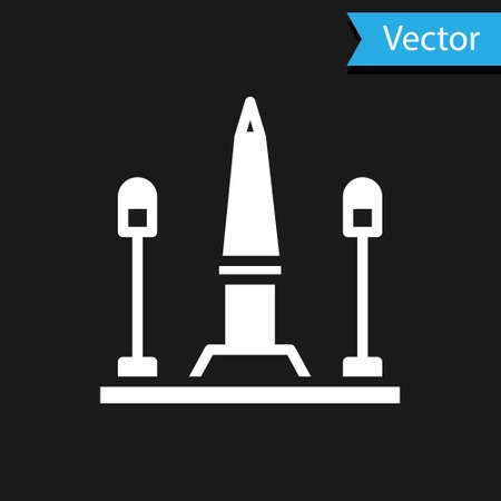 White Place De La Concorde in Paris, France icon isolated on black background. Vectorのイラスト素材