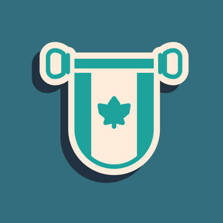 Green Pennant flag of Canada icon isolated on green background. North America country flag. Long shadow style. Vectorのイラスト素材