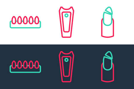 Set line Broken nail, False nails and Nail cutter icon. Vectorのイラスト素材