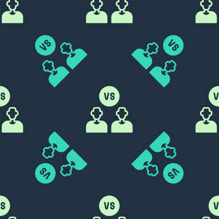 Green and beige Football or soccer player icon isolated seamless pattern on blue background. Vectorのイラスト素材