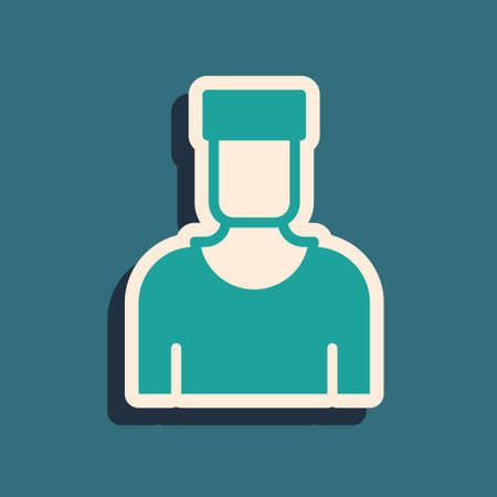 Green Sailor captain icon isolated on green background. Long shadow style. Vectorのイラスト素材