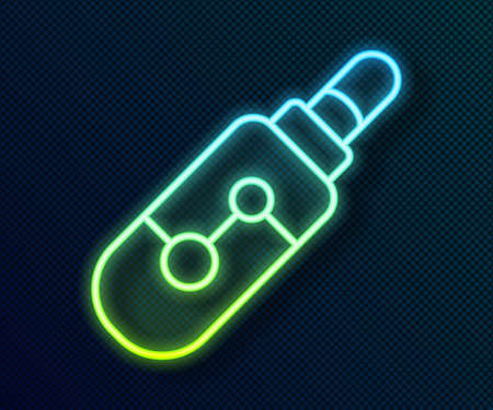 Glowing neon line Electronic cigarette icon isolated on black background. Vape smoking tool. Vaporizer Device. Vectorのイラスト素材