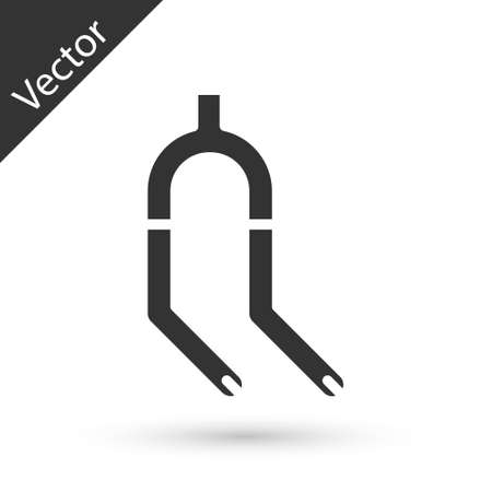 Grey Bicycle suspension fork icon isolated on white background. Sport transportation spare part steering wheel. Vectorのイラスト素材