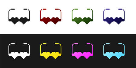 Set Heart shaped love glasses icon isolated on black and white background. Suitable for Valentine day card design. Vectorのイラスト素材