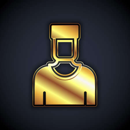 Gold Sailor captain icon isolated on black background. Vectorのイラスト素材