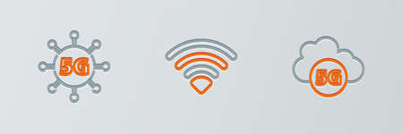Set line Cloud 5G network, and Wi-Fi wireless icon. Vectorのイラスト素材