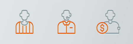 Set line Buy football player, Football or soccer referee and commentator icon. Vectorのイラスト素材