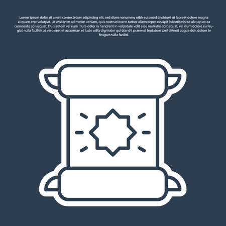 Blue line Decree, paper, parchment, scroll icon icon isolated on blue background. Vectorのイラスト素材