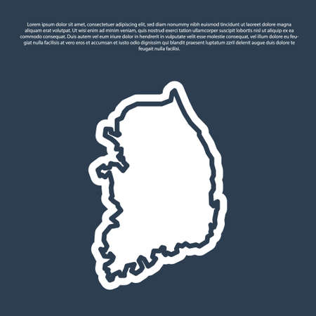 Blue line South Korea map icon isolated on blue background. Vectorのイラスト素材