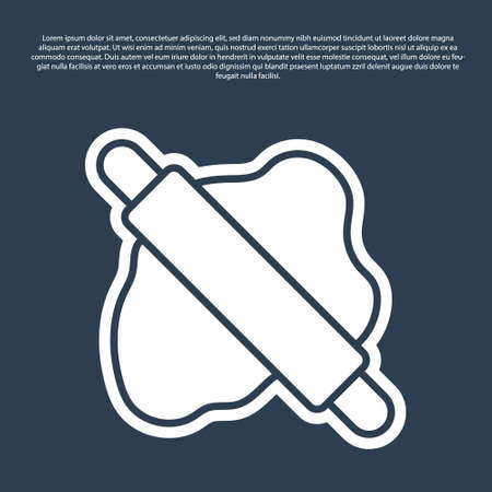 Blue line Rolling pin on dough icon isolated on blue background. Vectorのイラスト素材