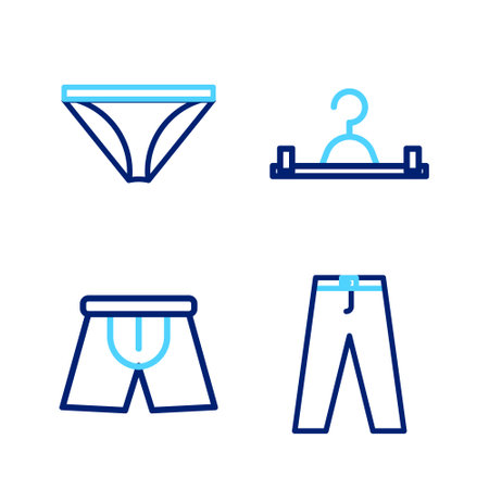 Set line Pants, Men underpants, Hanger wardrobe and icon. Vectorのイラスト素材