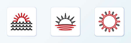 Set line Sun, Sunset and icon. Vector