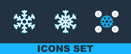 Set line Snow, Snowflake and icon. Vectorのイラスト素材
