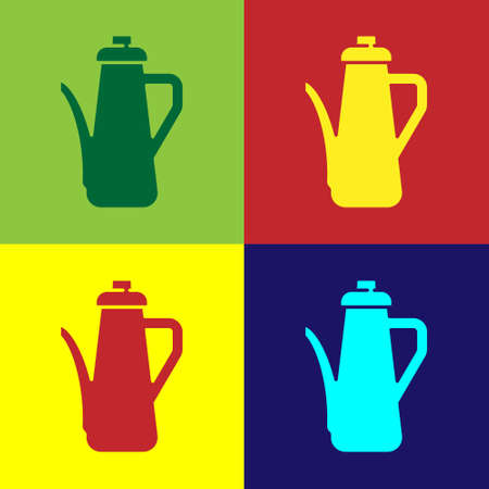 Pop art Teapot icon isolated on color background. Vectorのイラスト素材