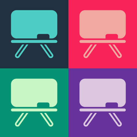 Pop art Chalkboard icon isolated on color background. School Blackboard sign. Vectorのイラスト素材