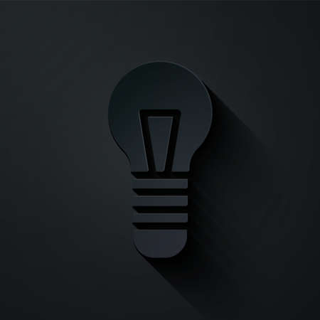 Paper cut Light bulb with concept of idea icon isolated on black background. Energy and idea symbol. Inspiration concept. Paper art style. Vectorのイラスト素材