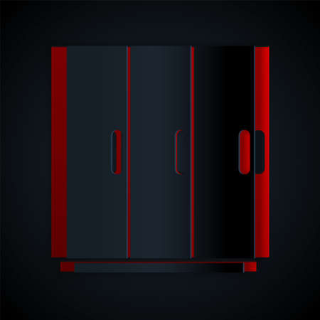 Paper cut Wardrobe icon isolated on black background. Paper art style. Vectorのイラスト素材