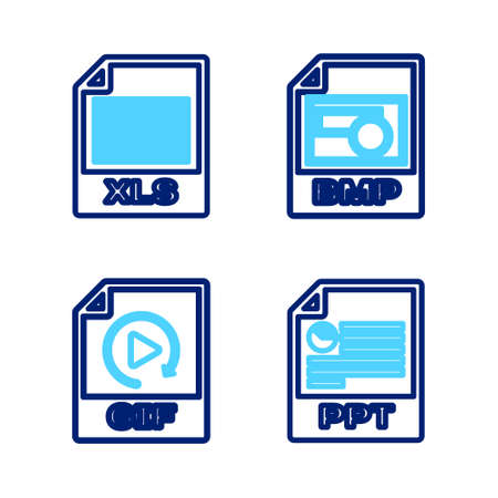 Set line PPT file document, GIF, BMP and XLS icon. Vectorのイラスト素材