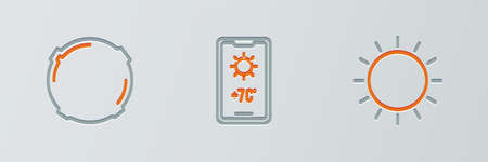 Set line Sun, Moon and Weather forecast icon. Vector