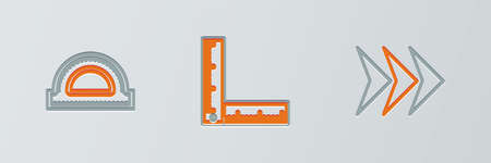 Set line Arrow, Protractor grid and Folding ruler icon. Vectorのイラスト素材