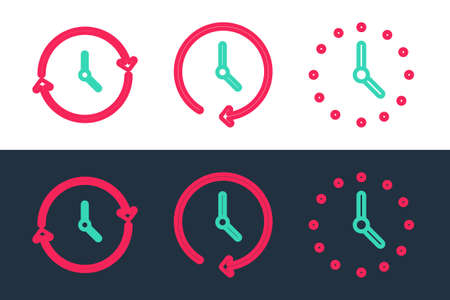 Set line Clock, and icon. Vectorのイラスト素材
