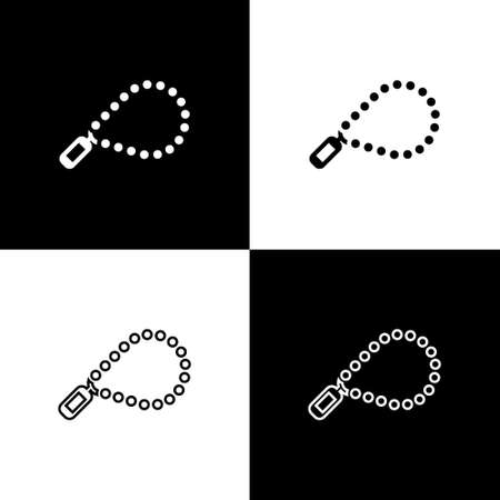 Set Rosary beads religion icon isolated on black and white background. Vectorのイラスト素材