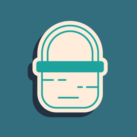 Green Basket icon isolated on green background. Online buying concept. Delivery service sign. Shopping cart symbol. Long shadow style. Vectorのイラスト素材