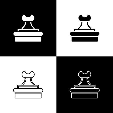 Set Stamp icon isolated on black and white background. Vectorのイラスト素材