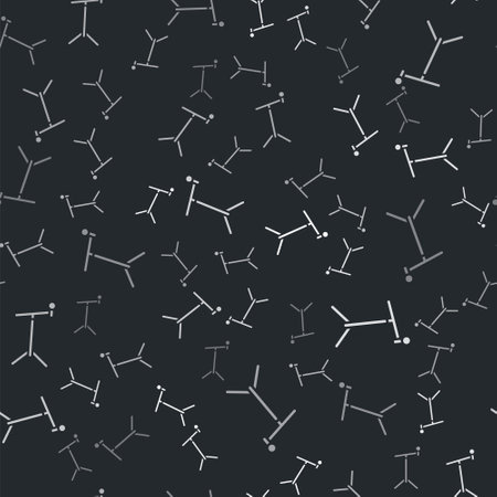 Grey Microphone with stand icon isolated seamless pattern on black background. Vectorのイラスト素材