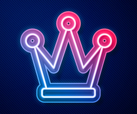 Glowing neon line Crown icon isolated on blue background. Vectorのイラスト素材