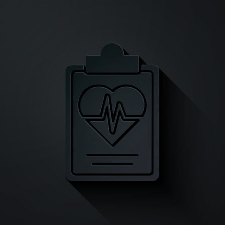 Paper cut Health insurance icon isolated on black background. Patient protection. Security, safety, protection, protect concept. Paper art style. Vector.のイラスト素材