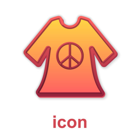 Gold Peace symbol dress print stamp icon isolated on white background. Vectorのイラスト素材