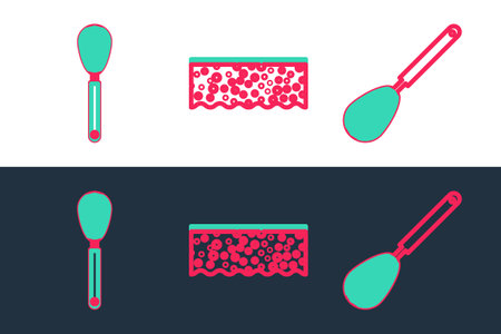 Set line Kitchen whisk, and Sponge with bubbles icon. Vectorのイラスト素材