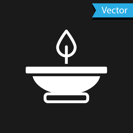 White Aroma lamp icon isolated on black background. Vectorのイラスト素材