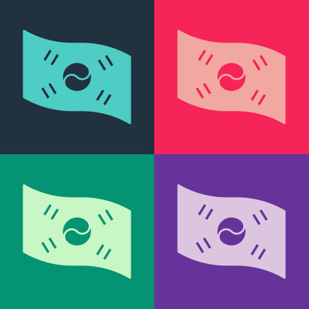 Pop art South Korea flag icon isolated on color background. Vectorのイラスト素材
