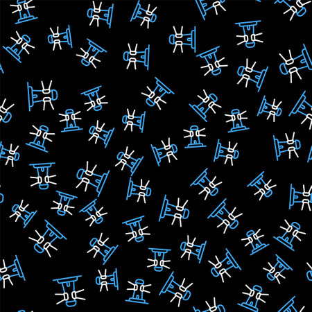 Line Lighthouse icon isolated seamless pattern on black background. Vectorのイラスト素材
