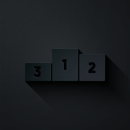 Paper cut Business podium icon isolated on black background. Employee nomination sign. Person award symbol. Paper art style. Vectorのイラスト素材