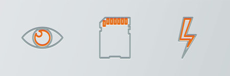 Set line Play Video, UV protection and SD card icon. Vector