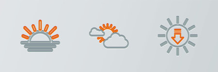 Set line Sunset, and and cloud weather icon. Vectorのイラスト素材