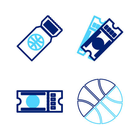 Set line Basketball ball, Heart with basketball, game ticket and icon. Vectorのイラスト素材