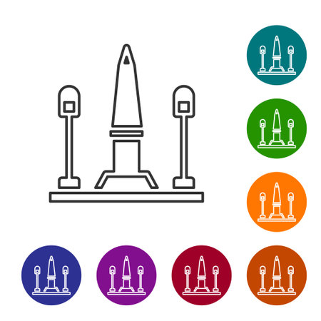 Black line Place De La Concorde in Paris, France icon isolated on white background. Set icons in color circle buttons. Vectorのイラスト素材