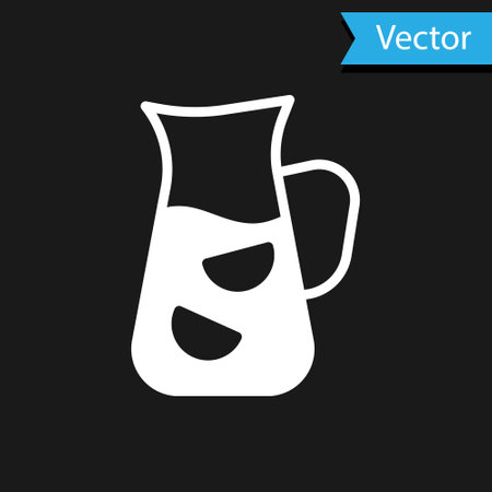 White Sangria icon isolated on black background. Traditional spanish drink. Vectorのイラスト素材