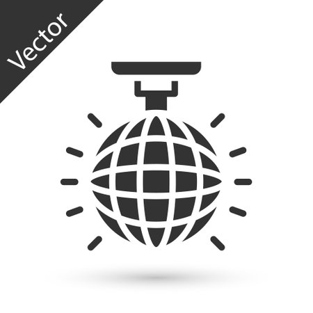 Grey Disco ball icon isolated on white background. Vectorのイラスト素材