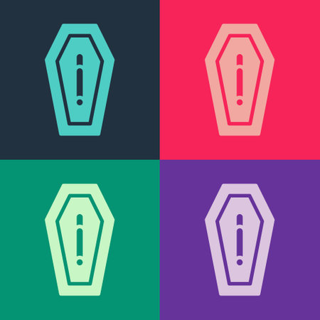 Pop art Death from smoking icon isolated on color background. Cigarette smoking prohibited sign. Vectorのイラスト素材