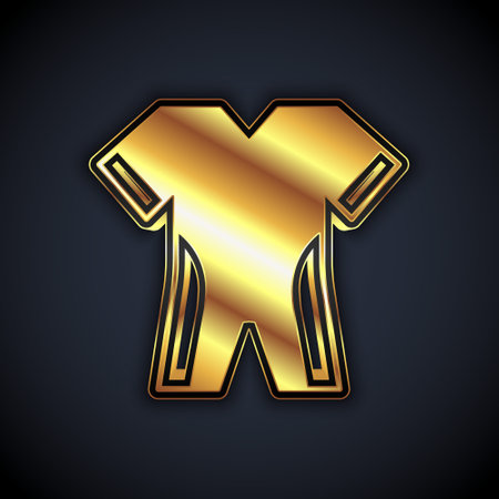 Gold Wetsuit for scuba diving icon isolated on black background. Diving underwater equipment. Vectorのイラスト素材