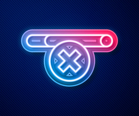 Glowing neon line No smoking icon isolated on blue background. Cigarette smoking prohibited sign. Vectorのイラスト素材