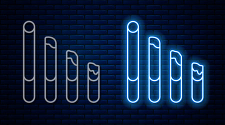 Glowing neon line Smoking cigarette icon isolated on brick wall background. Tobacco sign. Vectorのイラスト素材