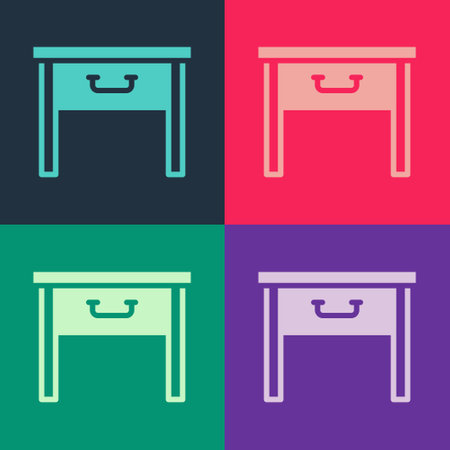 Pop art Furniture nightstand icon isolated on color background. Vectorのイラスト素材