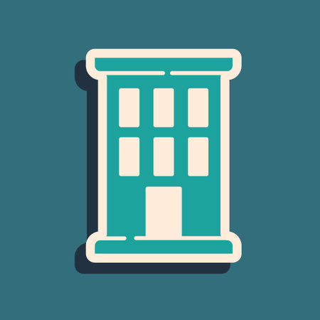 Green House icon isolated on green background. Home symbol. Long shadow style. Vectorのイラスト素材